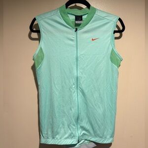 Nike Women's Mint Green Sleeveless Zip Tank with Orange Swoosh